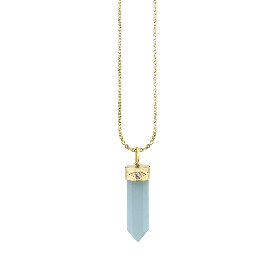 Gold & Diamond Long Carved Stone Charm - Sydney Evan Fine Jewelry