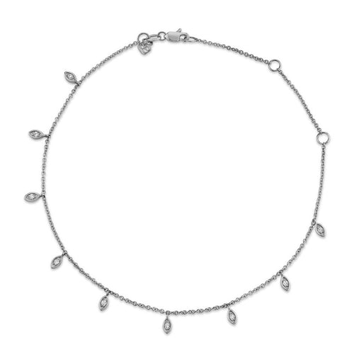 Gold & Diamond Marquise Fringe Anklet