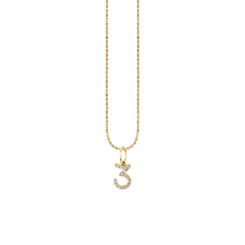 Gold & Diamond Small Number Charm