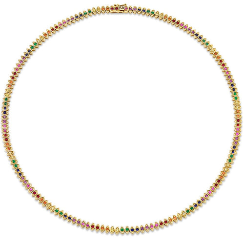 Gold & Rainbow Marquise Eye Eternity Necklace
