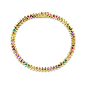 Gold & Rainbow Marquise Eye Tennis Bracelet - Sydney Evan Fine Jewelry