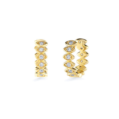 Gold & Diamond Marquise Eye Huggies