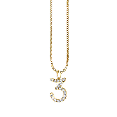 Gold & Diamond Large Number Charm
