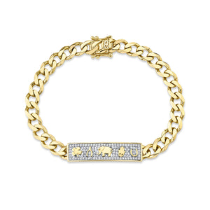 Gold & Diamond Luck Icon ID Bar Bracelet - Sydney Evan Fine Jewelry