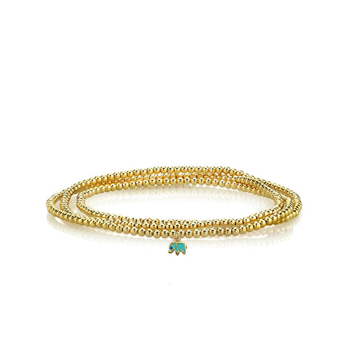 Gold & Enamel Tiny Elephant on Gold Beads