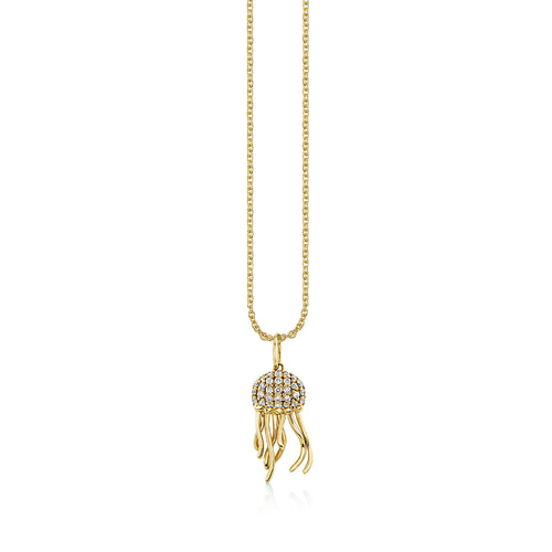 Gold & Diamond Jellyfish Charm