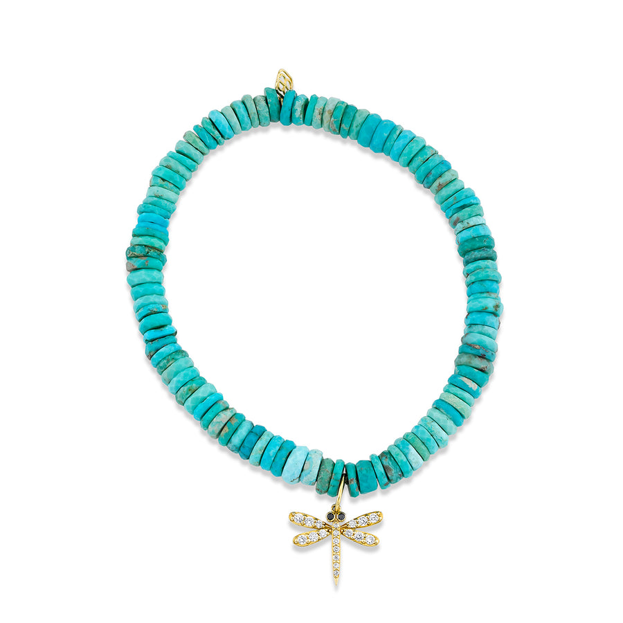 Gold & Diamond Dragonfly on Arizona Turquoise - Sydney Evan Fine Jewelry