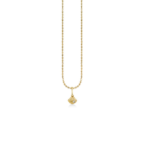 Kids Collection Gold & Diamond Tiny Clam Shell Charm