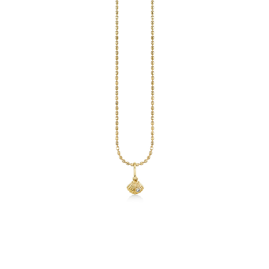 Kids Collection Gold & Diamond Tiny Clam Shell Charm - Sydney Evan Fine Jewelry