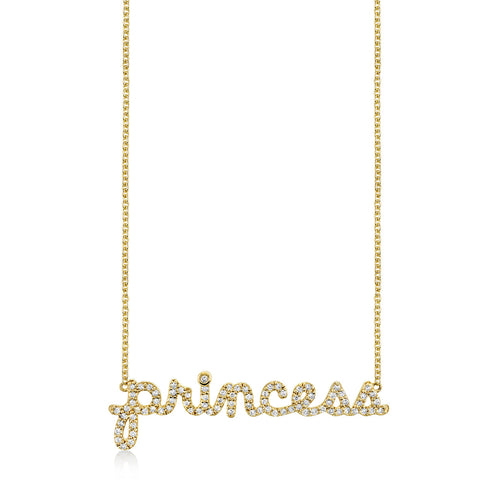 Kids Collection Gold & Diamond Princess Script Necklace