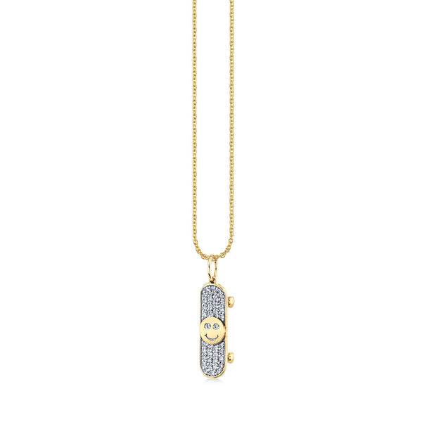 Shop Sydney Evan 14k Gold & Diamond Happy Face Skateboard Necklace