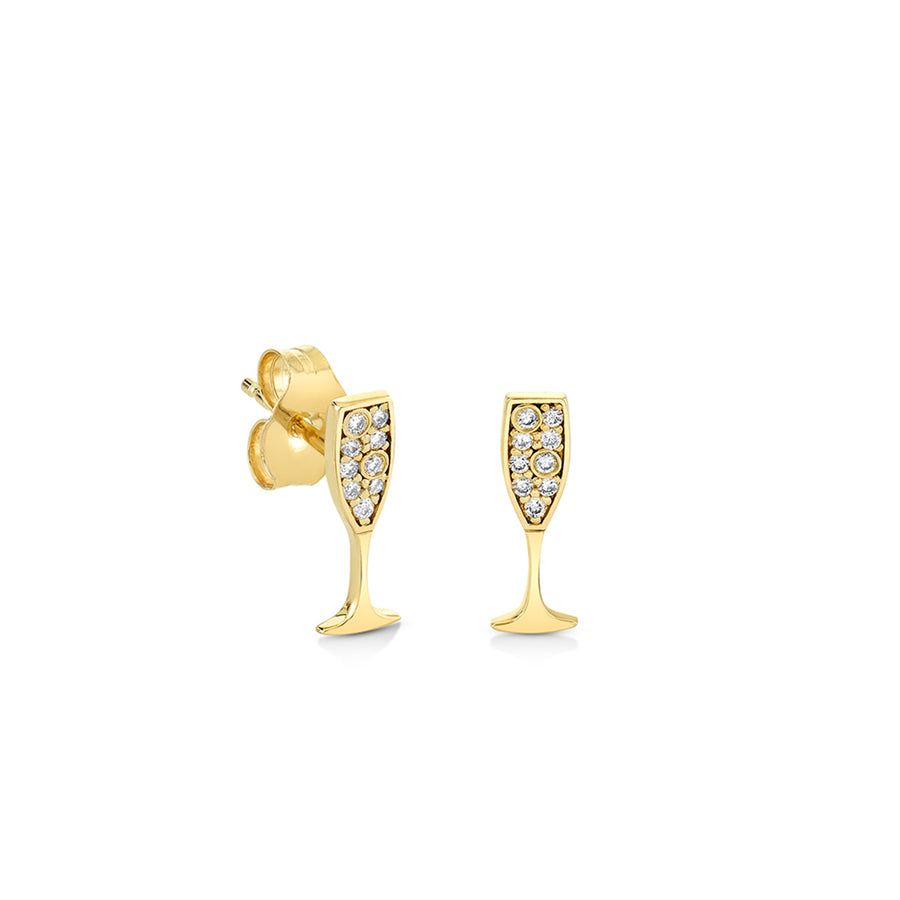 Gold & Diamond Champagne Glass Stud - Sydney Evan Fine Jewelry