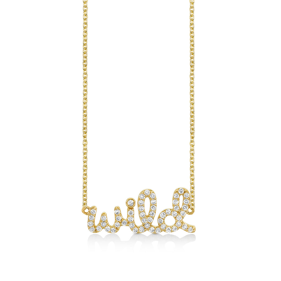 Gold & Diamond Wild Script Necklace - Sydney Evan Fine Jewelry