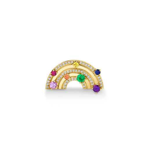 Gold & Diamond Rainbow Block Signet Ring
