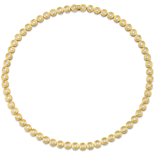 Gold & Diamond Small Fluted Eternity Necklace