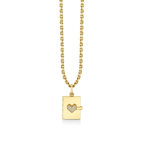 Gold & Diamond Heart Locket Charm