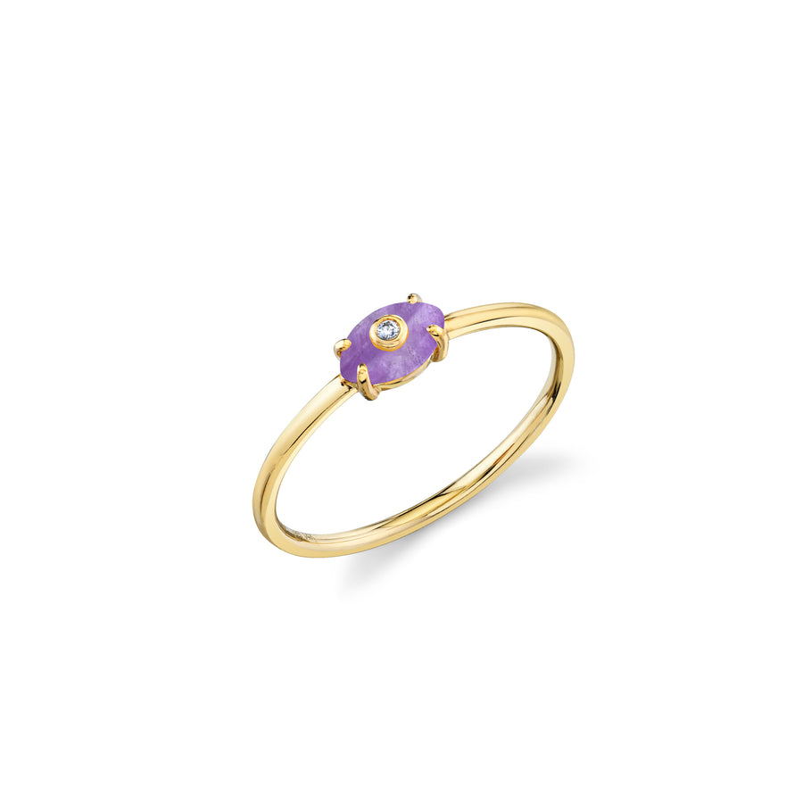 Gold & Diamond Tiny Carved Stone Eye Ring - Sydney Evan Fine Jewelry