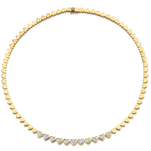 Gold & Heart Diamond Eternity Necklace - Sydney Evan Fine Jewelry