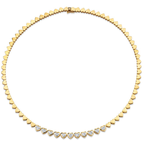 Gold & Heart Diamond Eternity Necklace