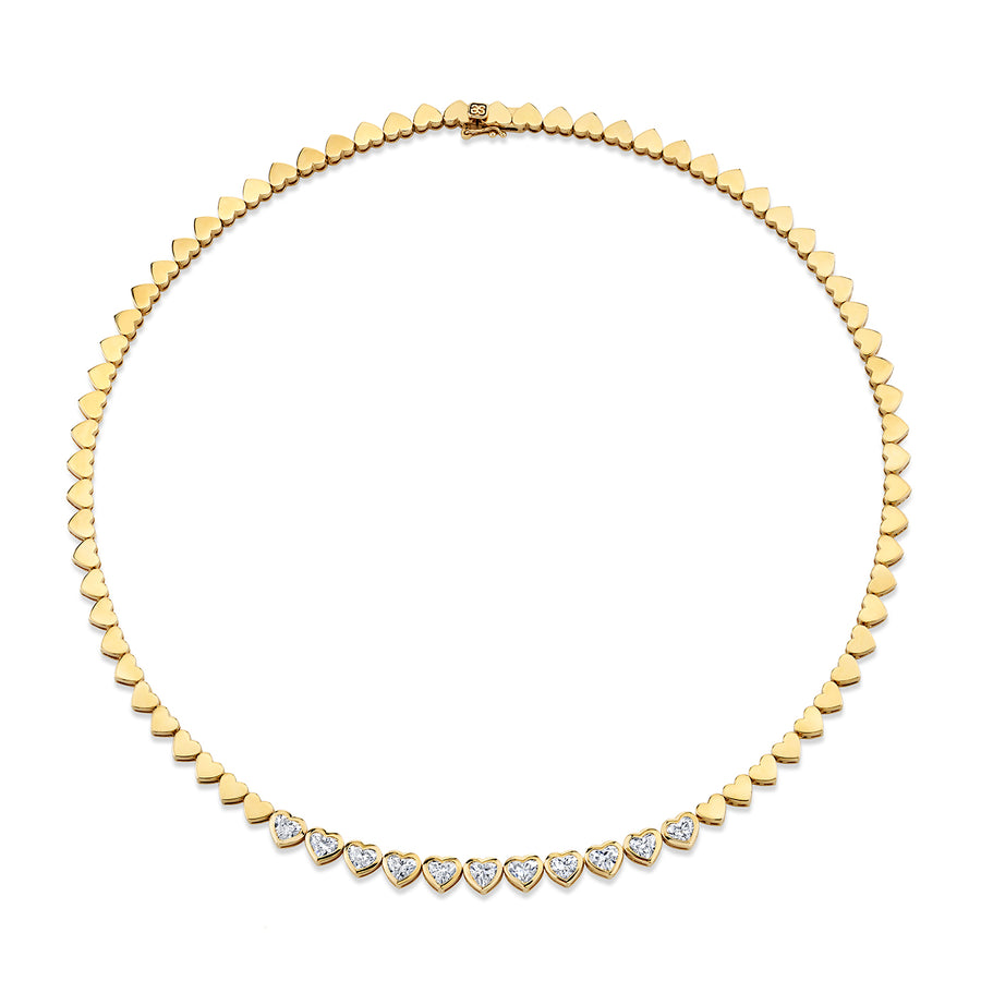 Gold & Heart Diamond Eternity Necklace - Sydney Evan Fine Jewelry