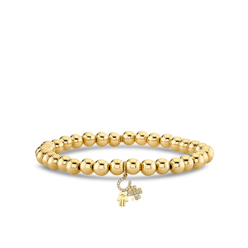 Men's Collection Gold & Diamond Luck & Protection on Gold Beads