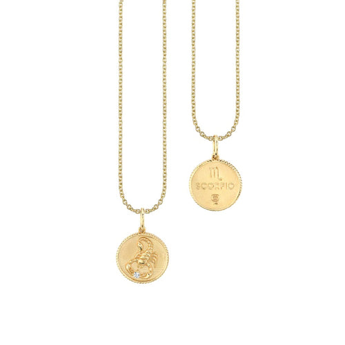 Gold & Diamond Scorpio Zodiac Medallion