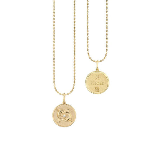 Gold & Diamond Pisces Zodiac Medallion