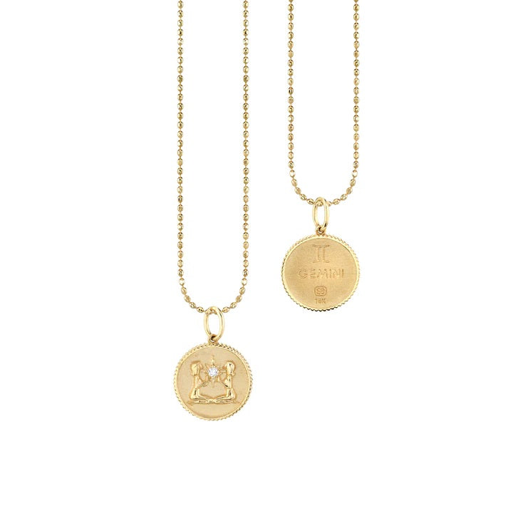 & Diamond Gemini Zodiac Medallion