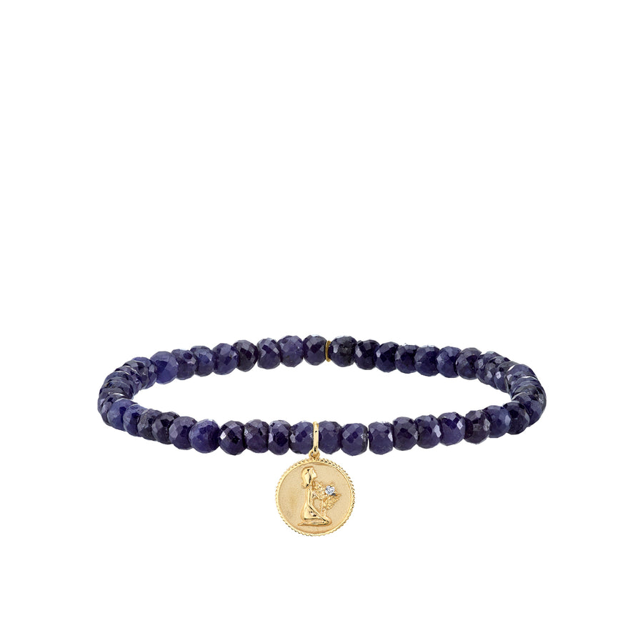 Gold & Diamond Virgo Zodiac Medallion on Sapphire - Sydney Evan Fine Jewelry