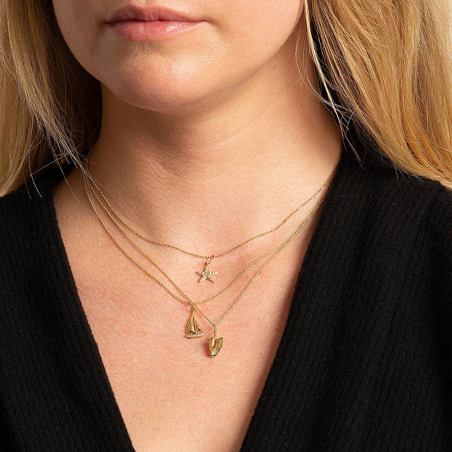 Gold & Diamond Small Starfish Charm - Sydney Evan Fine Jewelry