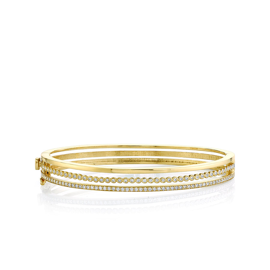 Gold & Diamond Triple Hinge Bangle - Sydney Evan Fine Jewelry