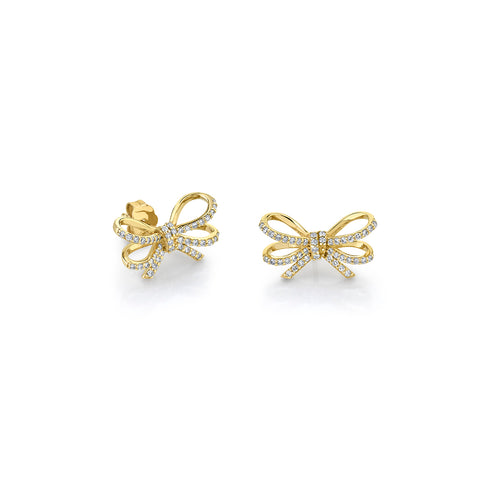 Gold & Diamond Double Bow Stud