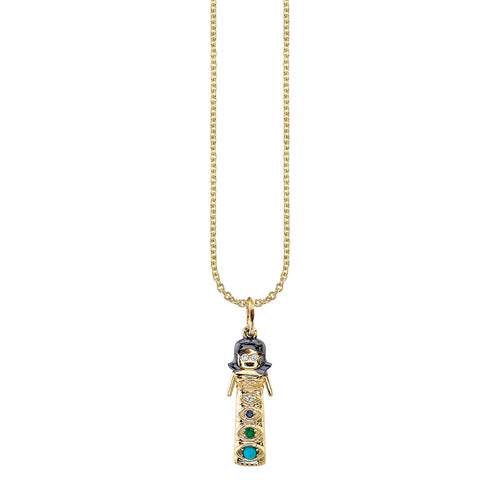 Gold & Multicolor Gemstone Maria Doll Charm