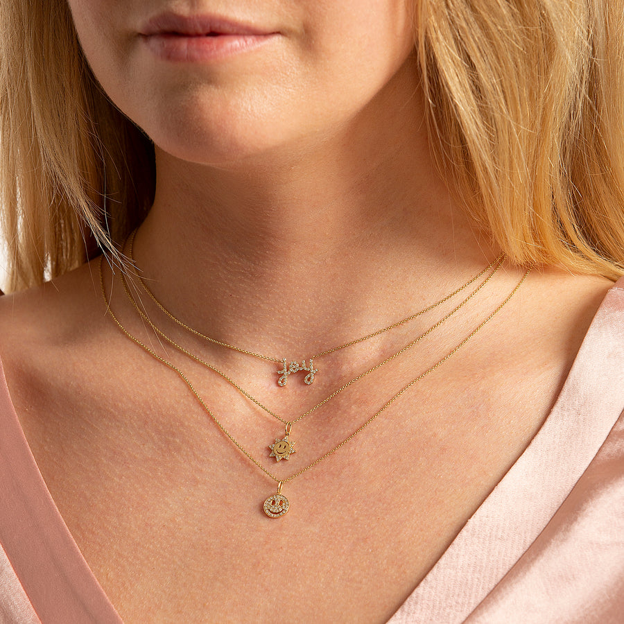 Gold & Diamond Small Joy Script Necklace - Sydney Evan Fine Jewelry