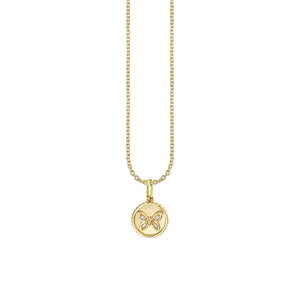 Gold & Diamond Tiny Butterfly Coin Charm - Sydney Evan Fine Jewelry