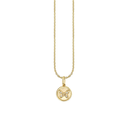 Gold & Diamond Tiny Butterfly Coin Charm