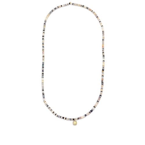 Men's Collection Gold & Diamond Clover Australian Opal Heishi Necklace