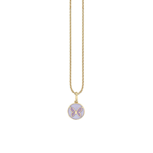 Kids Collection Gold & Enamel Tiny Butterfly Medallion Necklace