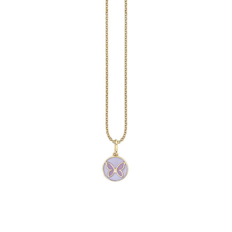 Kids Collection Gold & Enamel Tiny Butterfly Medallion Necklace - Sydney Evan Fine Jewelry