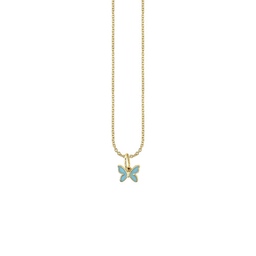 Kids Collection Gold & Enamel Mini Butterfly Charm Necklace