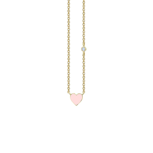 Gold & Enamel Mini Heart Necklace