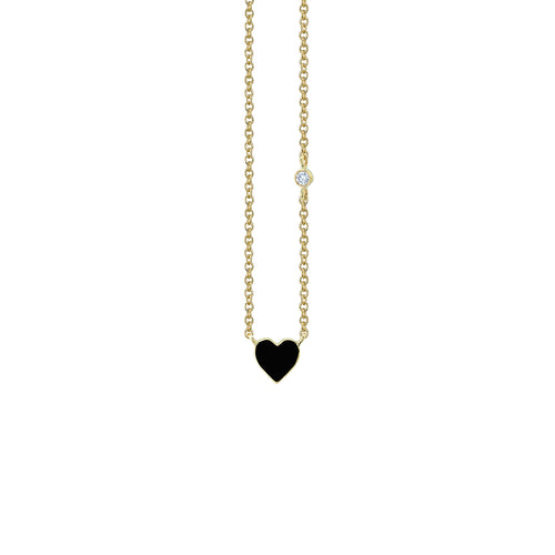 Gold & Enamel Mini Heart Necklace