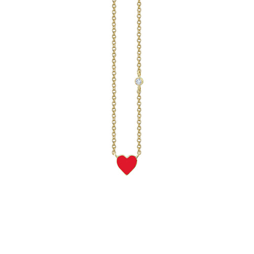 Gold & Enamel Mini Heart Necklace