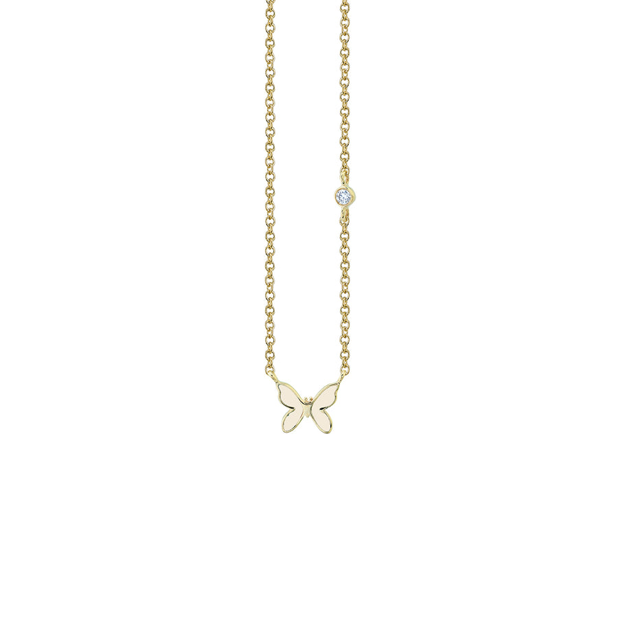 Gold & Enamel Mini Butterfly Necklace - Sydney Evan Fine Jewelry