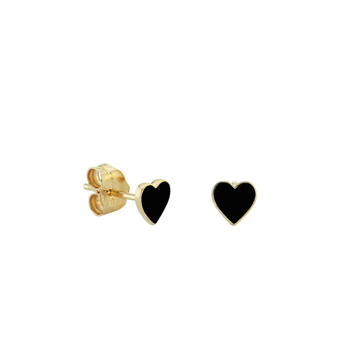 Gold & Enamel Mini Heart Stud