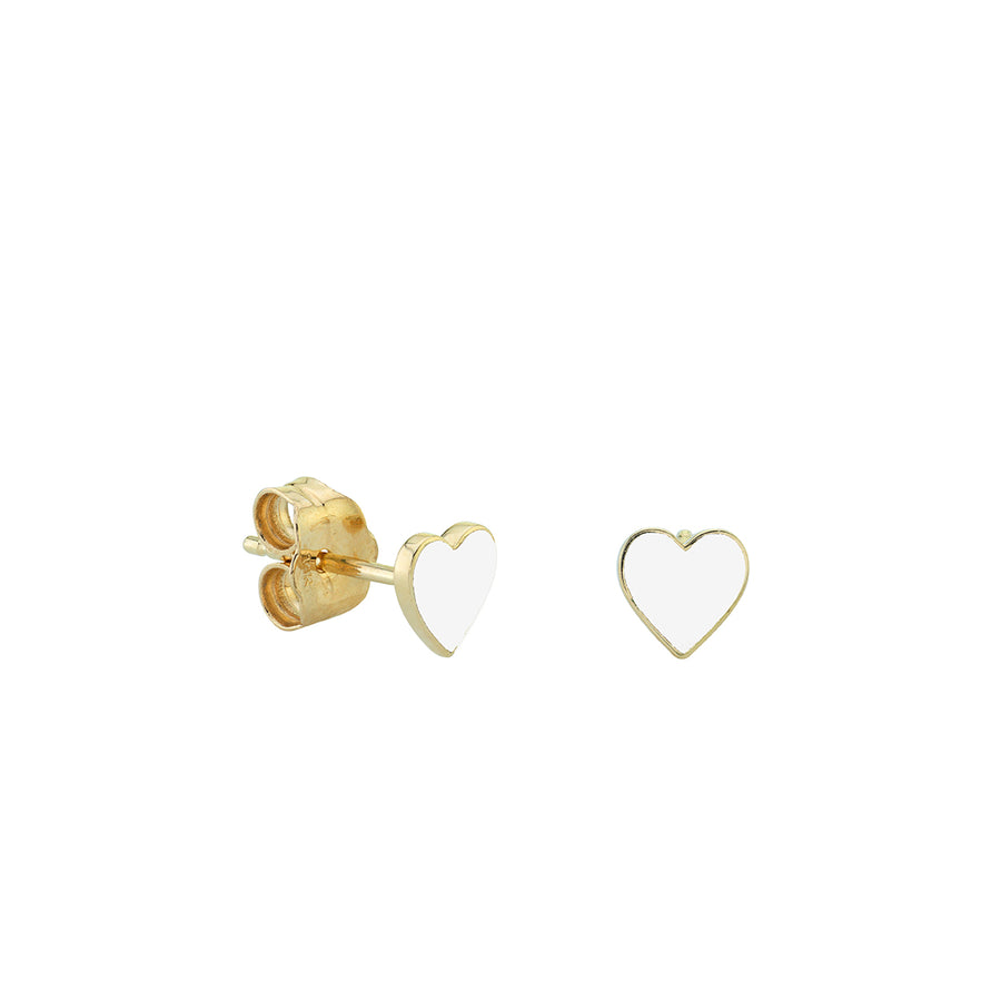 Gold & Enamel Mini Heart Stud - Sydney Evan Fine Jewelry