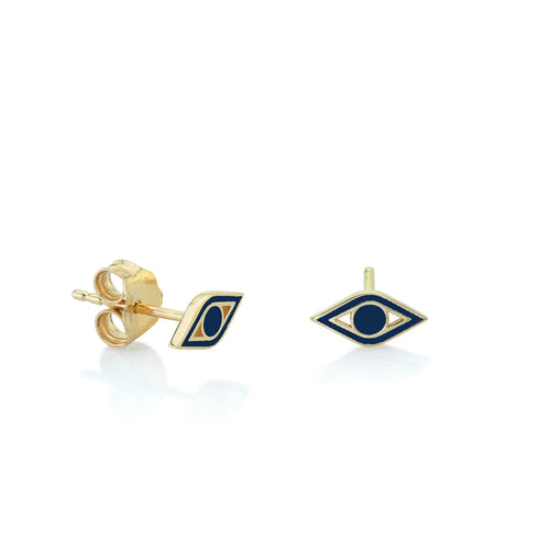 Gold & Enamel Mini Eye Stud
