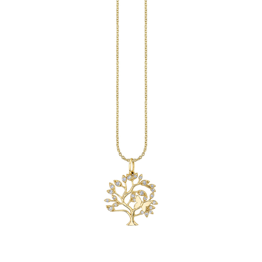 Gold & Diamond Small Tree Of Life Butterfly Charm - Sydney Evan Fine Jewelry