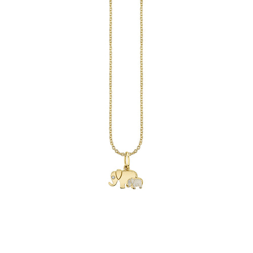 Gold & Enamel Elephant Family Charm