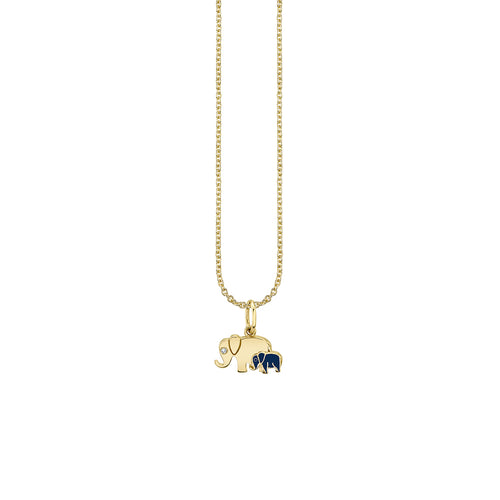 Gold & Enamel Elephant Family Charm
